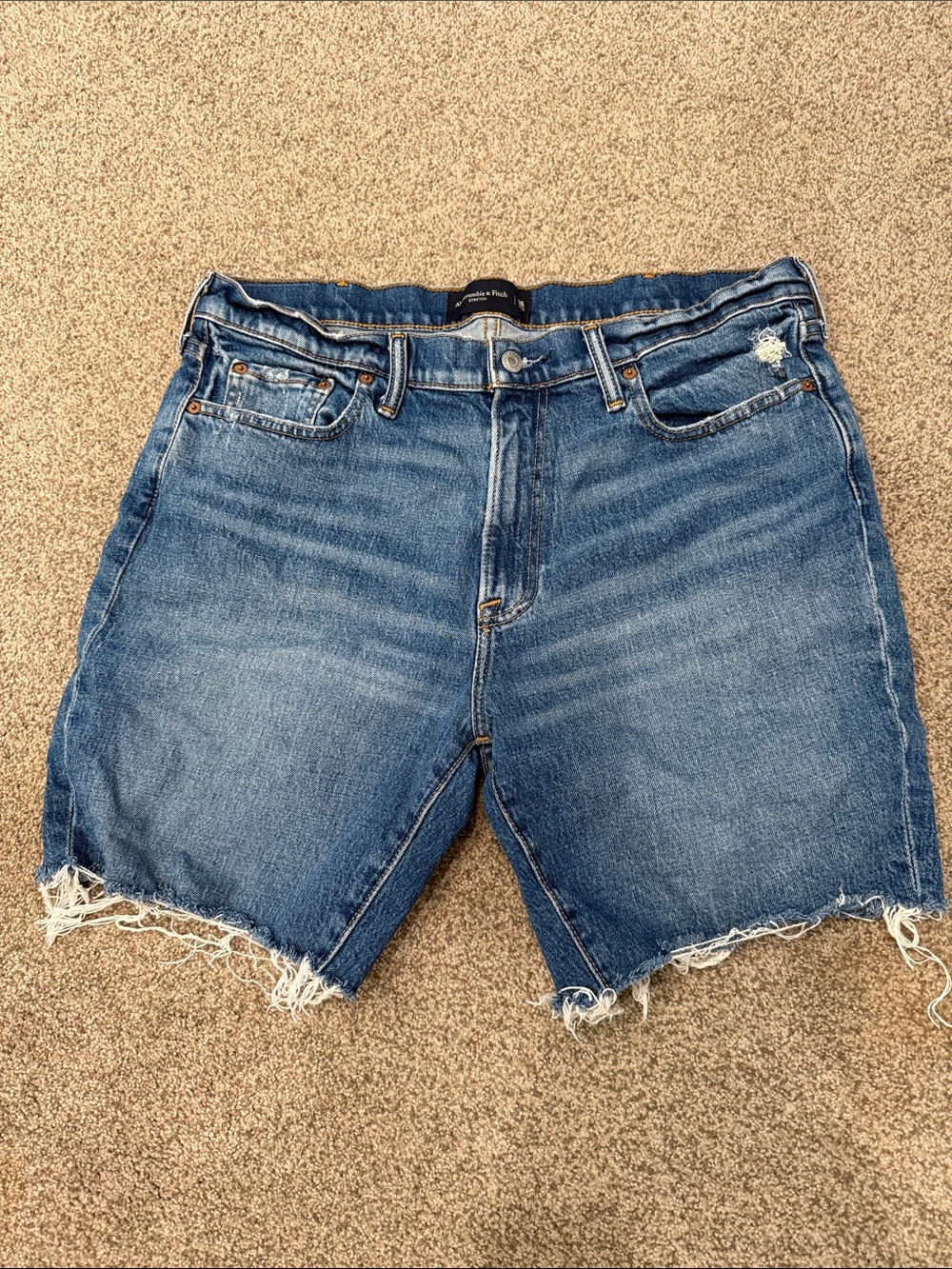 Abercrombie & Fitch Distressed Blue Denim Cutoff Shorts
